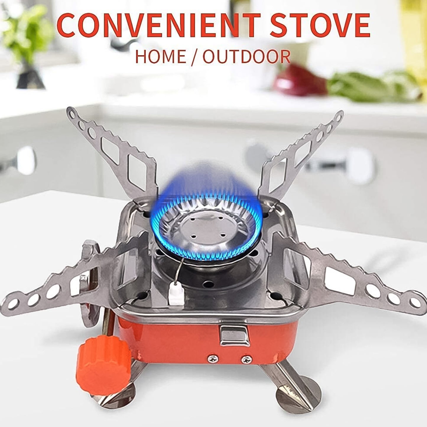 Mini portable camping stove with 2800W burner and windproof design